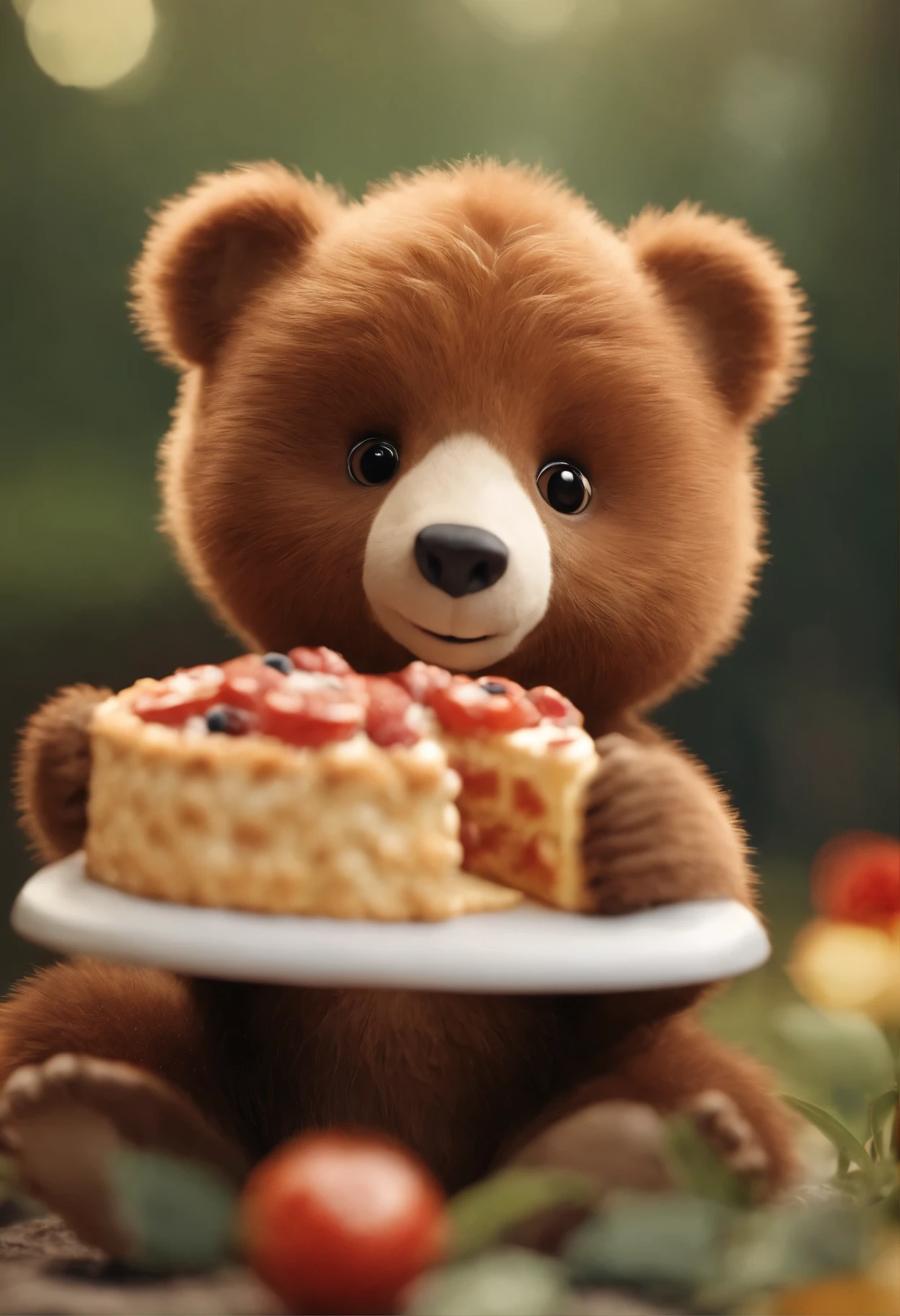There is a bear, who eats a slice of pizza, Cute forest creature, Sergey Zabelin, Miniature bear cub, 8K)), The cutest, Whoah, alexey egorov, Emma Andievskaya, Cute otter sailor eating cake, Alexander Gerimsky, 🐿🍸🍋, in style of kyrill kotashev