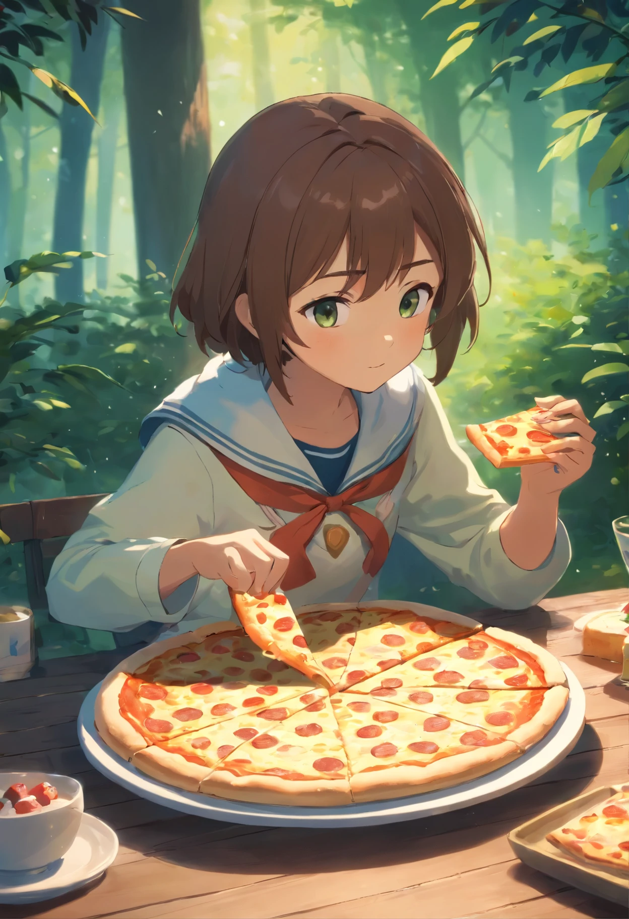 There is a медоед, who eats a slice of pizza, Cute forest creature, Sergey Zabelin, Miniature медоед cub, 8K)), The cutest, Whoah, alexey egorov, Emma Andievskaya, Cute otter sailor eating cake, Alexander Gerimsky, 🐿🍸🍋, in style of kyrill kotashev