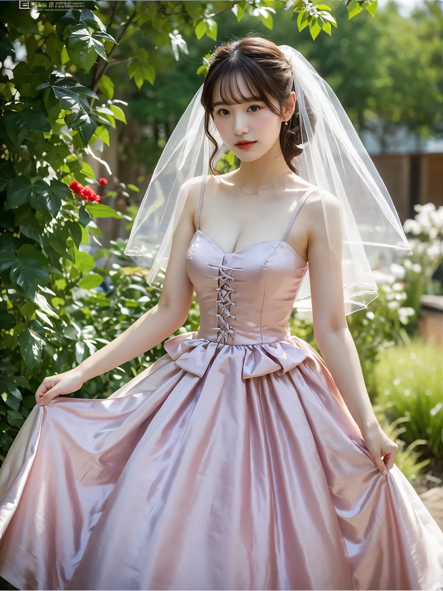 Top quality, 1 beautiful woman, 18 years old, upper body,Wedding dress,