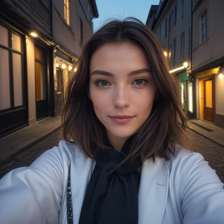 fotorealistisch, best quality, Hyper detailliert, gorgeous woman, Selfie-Foto, upper body, nur, Pullover tragen, al fresco, (Tag), Natur, im wirklichen Leben, Sterne, Mond, (biting lip), Schlafsack, Handschuhe, Pullover, Taschenlampe, Wald, Felsen, Fluss, Holz, Rauch, Zahn, klarer Himmel, Analoger Stil, Blick auf den Betrachter, Hautstruktur, Filmkorn, close up, ultra-high resolution, Bester Schatten, .RAW, instagram LUT, dimple, cheesy smile, Harte Nippel, 16 Jahre Alt, Braune Haare, sexy, sweet, ultra realistics, profilbild