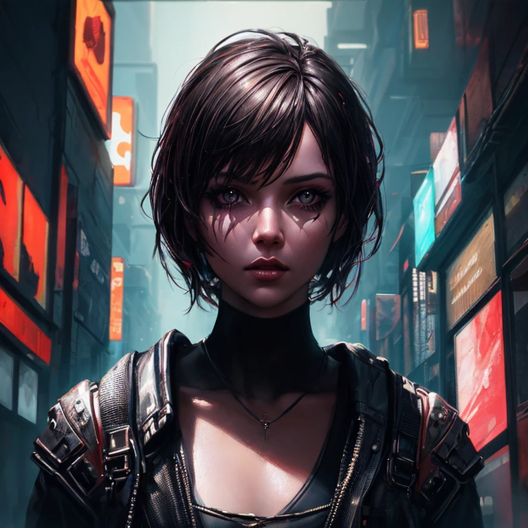 (masterpiece, best quality:1.3)
MistyCyberpunk, 1girl, solo, looking at viewer, short hair, make up, cyberpunk, synthwave, intricate, elegant, dramatic lighting, highly detailed, digital painting, artstation, concept art