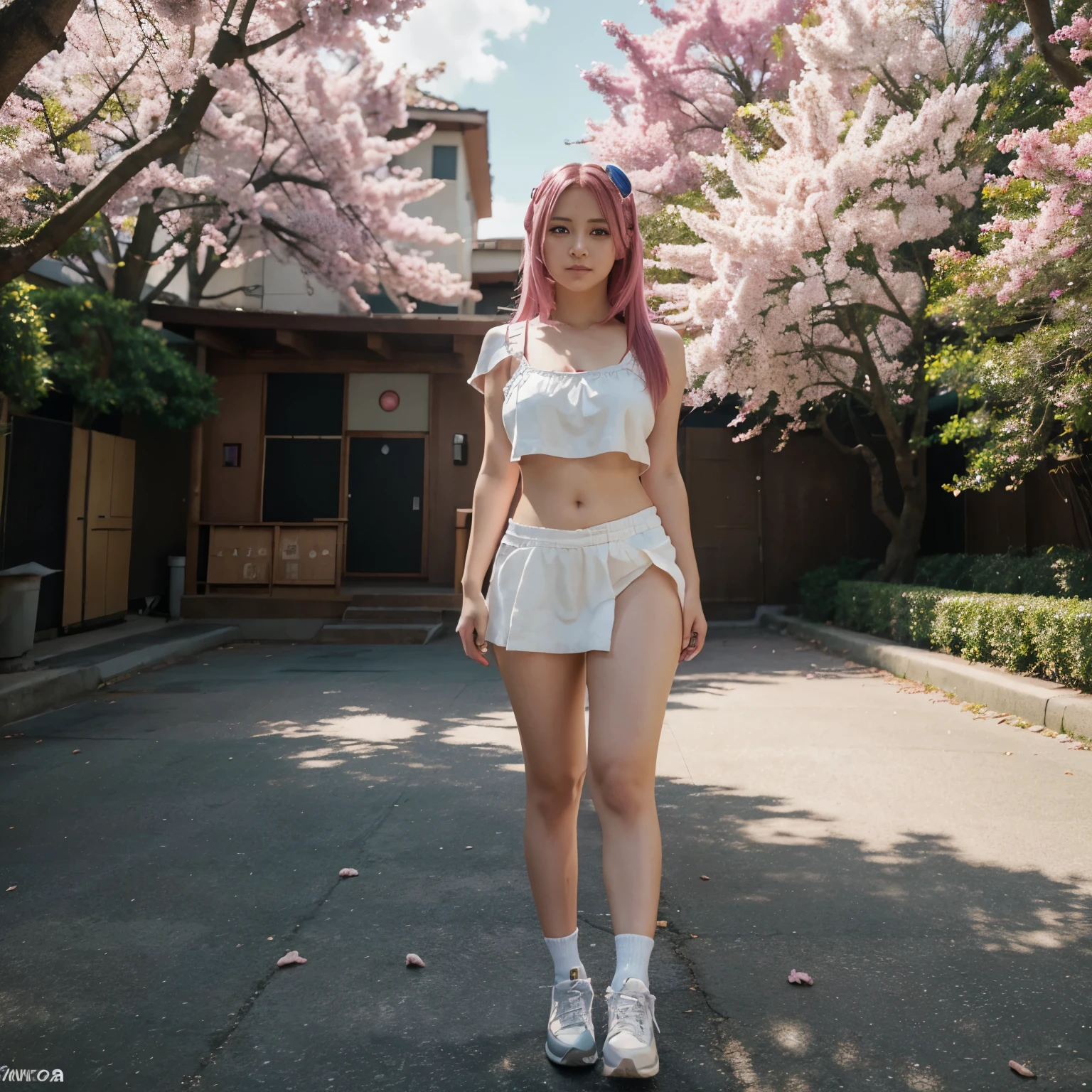Sheer, thin tank top、Reduce milk、Transparent nipples、pantyhose/stockings、Sheer, thin underwear、Leaning forward、Mountain、Pink Hair