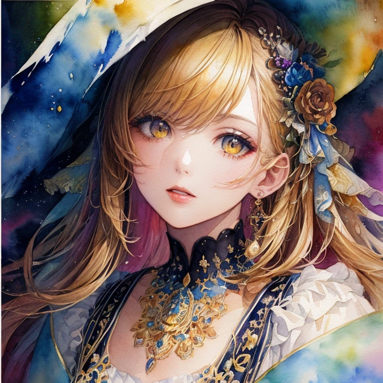 (masterpiece, top quality, best quality, official art, beautiful and aesthetic:1.2), (1girl:1.3), extreme detailed,colorful,highest detailed,(watercolour painting:1.3), optical mixing, playful patterns, lively texture, rich colors, unique visual effect