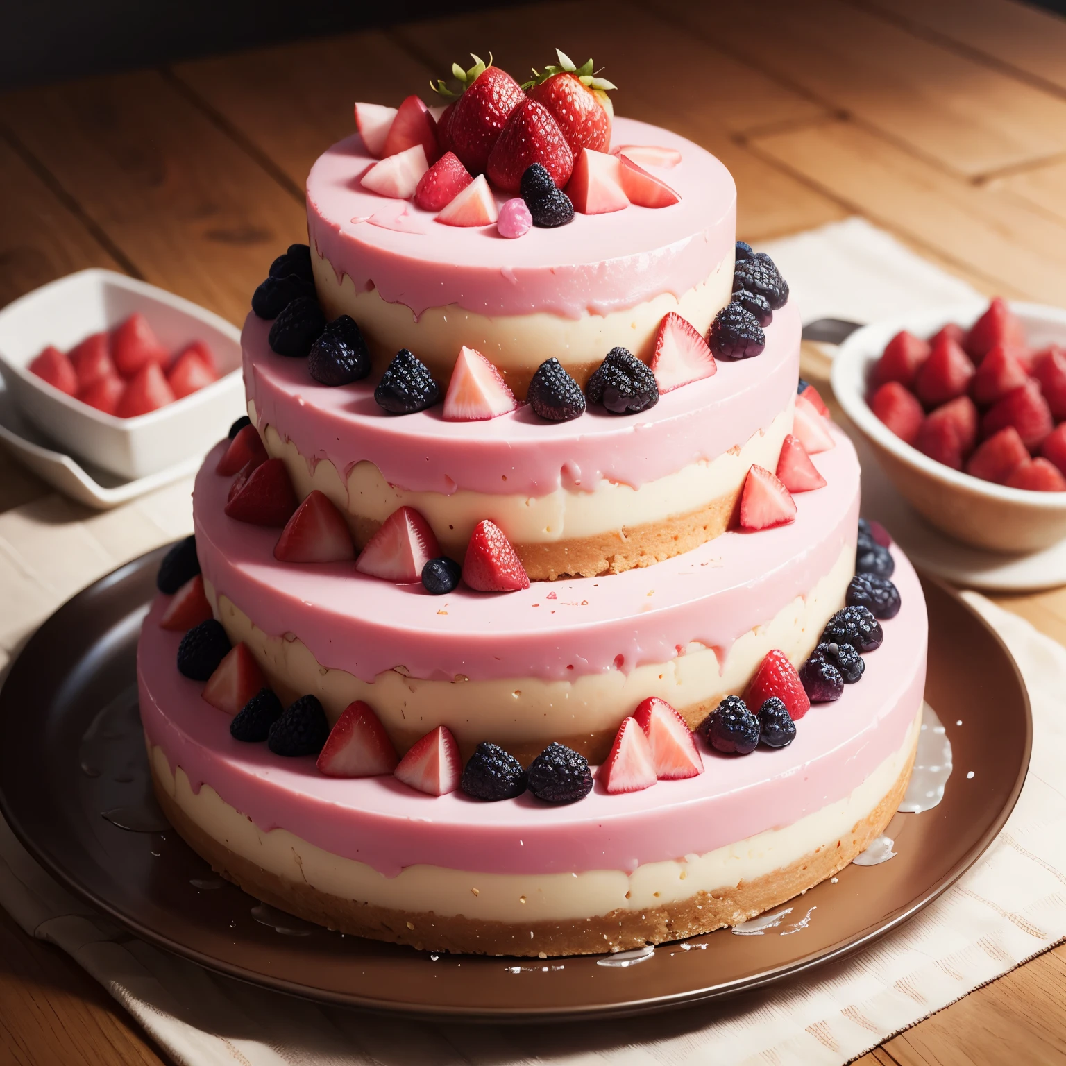 pink fruit cheesecake