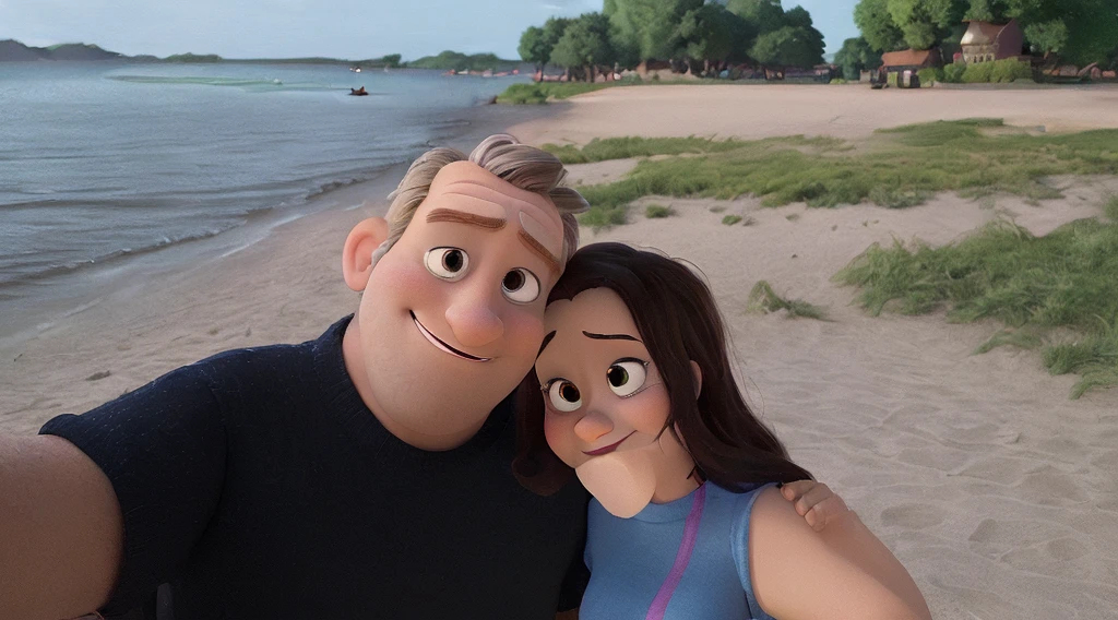 man and woman cartoon pixar style