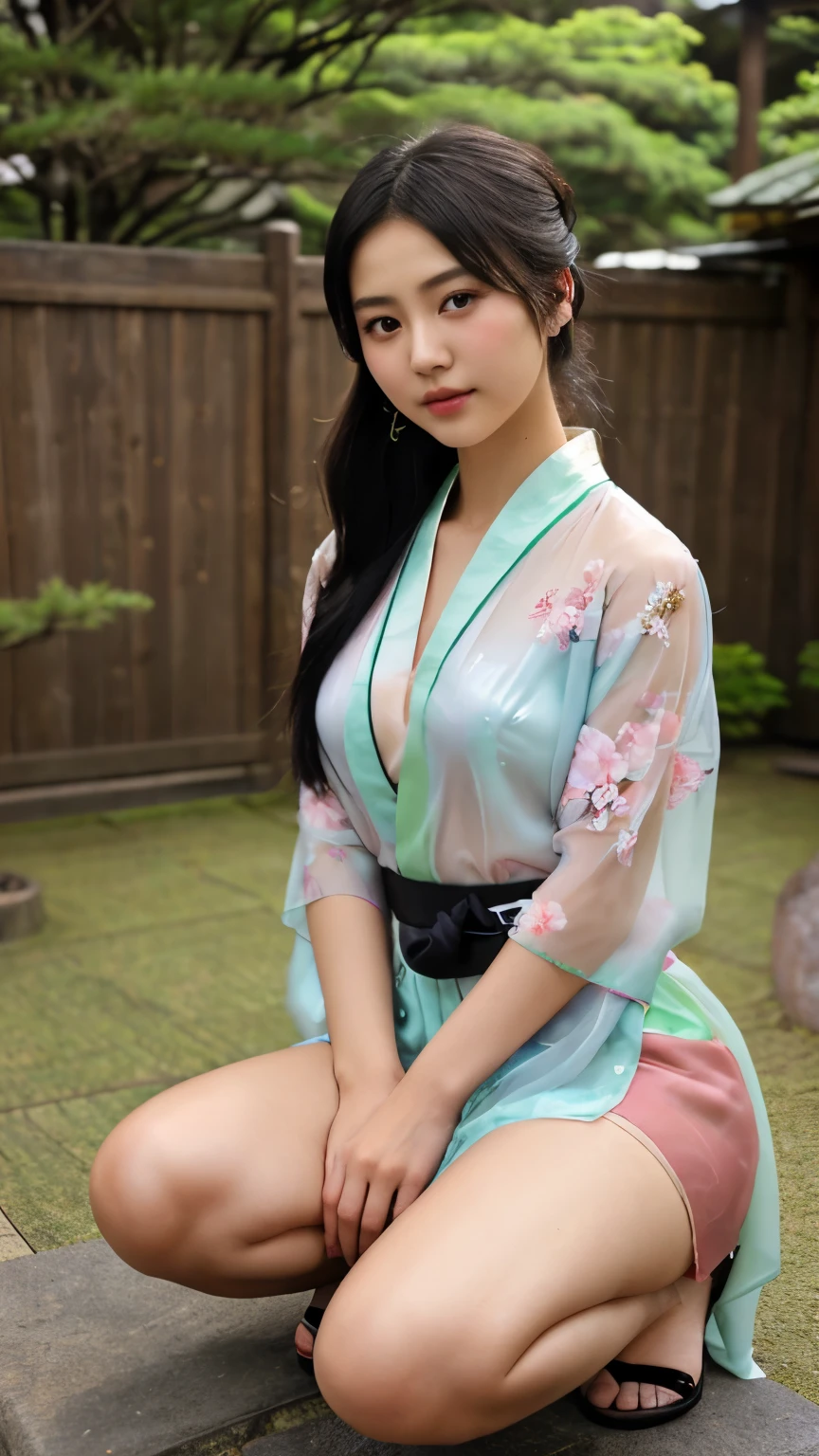 japanese girl, big tits, naked, nude, cherry trees