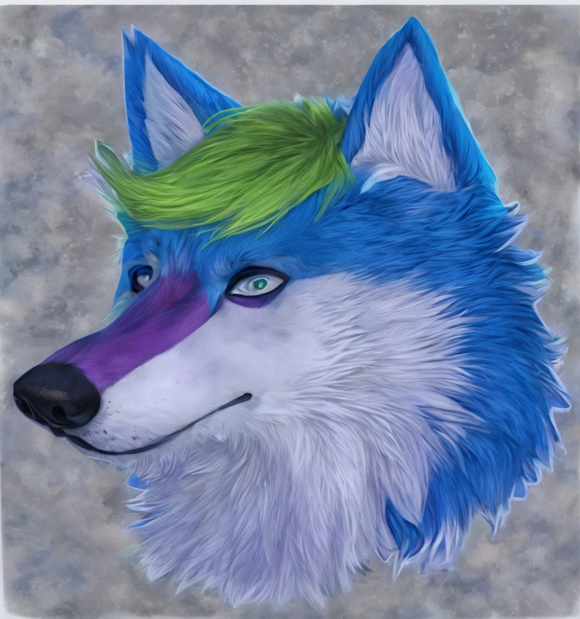 anthro husky man furry detailed fur long fur long hair realistic fur digital art, a close up of a blue and white wolf with a green hair, anthro wolf face, anthropomorphic wolf male, generic furry style, headshot of young female furry, furry wolf, furry character portrait, halfbody headshot, anthropomorphic wolf, an anthropomorphic wolf, wolf fursona, retarded wolf portrait, furry character, an anthro wolf
