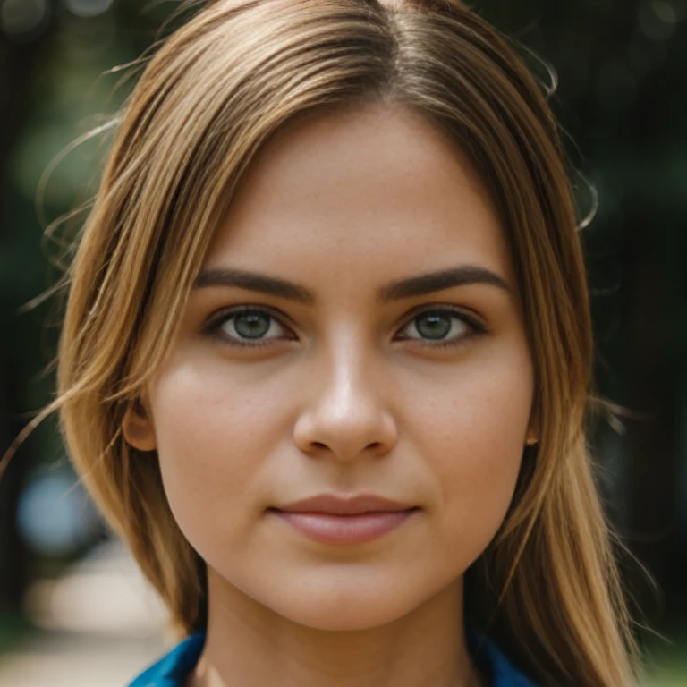 face portrait, blonde woman, blue eyes