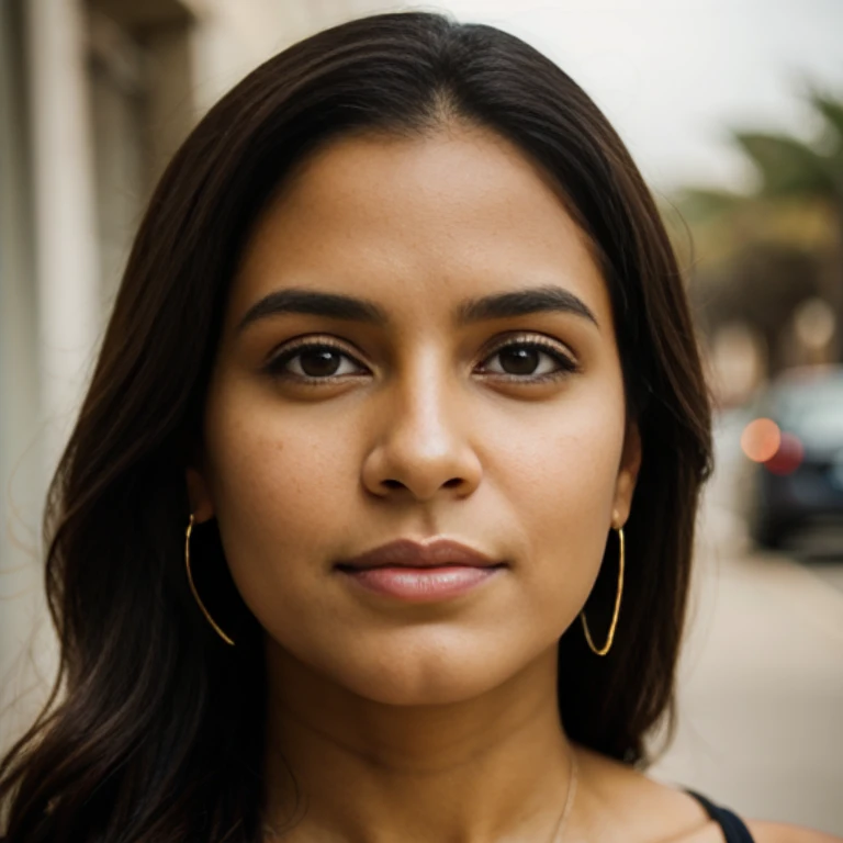 face portrait, latin woman, brown eyes