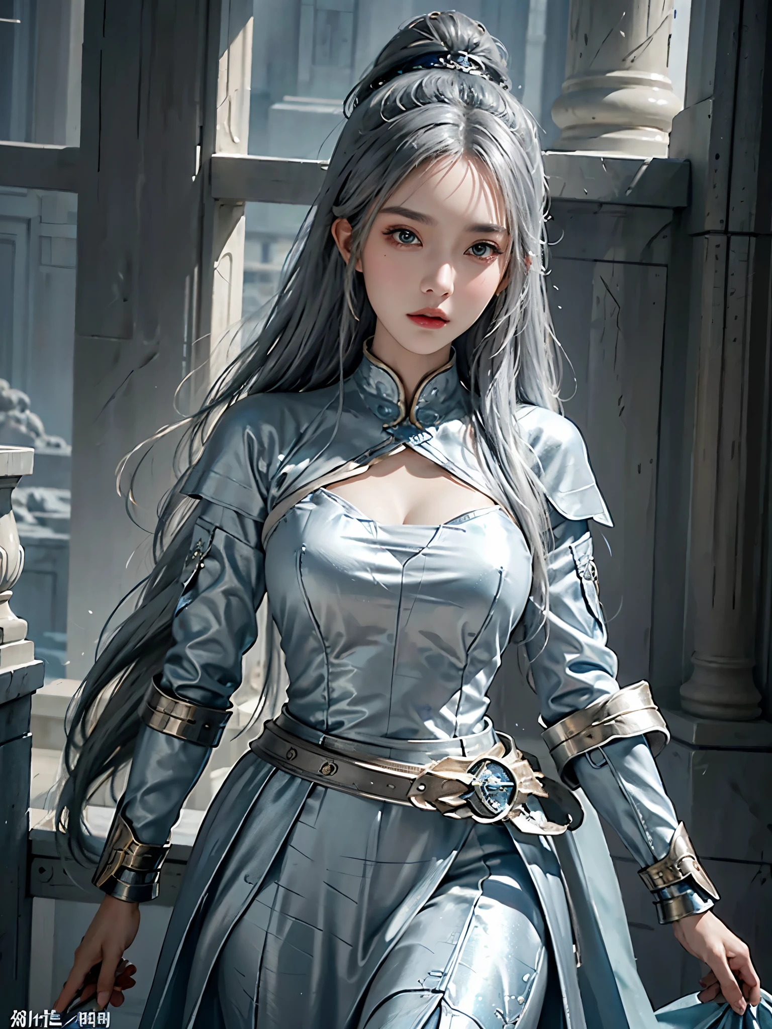 a close up of a woman in a silver and blue dress, chengwei pan on artstation, author:Yang Jie, detailed fantasy art, Stunning character art, Best Art Sites for Fan Art, Epic and beautiful character art, beautiful armor, Extremely detailed Artgerm, Detailed digital animation art, artgerm on artstation pixiv, Armor girl