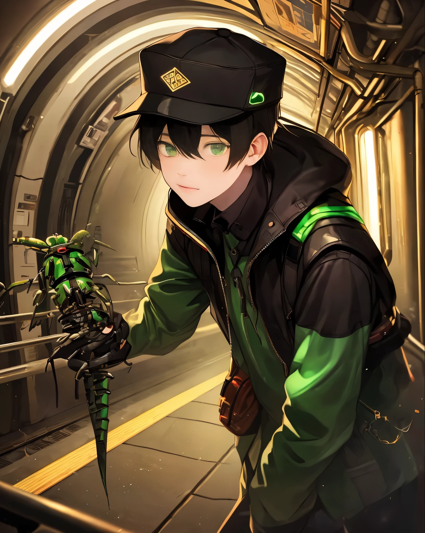 The Stable Diffusion artwork features an enigmatic ager with black hair and green eyes, standing out in the center. Elegantly dressed, he wears a black cap and jacket that add a touch of mystery. Surrounded by precisely detailed robot insects, he deftly controls his iridescent swarm. Studio lighting in the underground environment highlights its determination, while soft rays of light create delicate shadows.
The attention to detail is exceptional, capturing features and expressions with stunning realism in 4K and 8K. The ultra-thin paint and black and white palette evoke timeless elegance, accentuating the teen's green eyes. The fusion of technology and humanity is highlighted in his ability to control insects, reflecting the symbiotic relationship between man and machine with a photorealistic touch (1.37). The visual narrative reveals an empowering journey in the underground subway, inviting the viewer to explore captivating emotions and adventures.