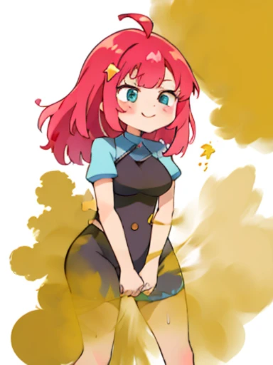 「Kyoto Animation」wind anime illustration、highest quality、(cute:1.1)、(cute:1.5)、(High resolution:1.2)、It's ridiculously ridiculous:1.3、Very fine illustrations、break、1 Beautiful Girl、solo、 (heterochromia、light blue eyes and light green eyes)、star eye silhouette、solo、standing position、Himeme、big breasts、Braid、Light pink hair、medium long hair、standing position、whole body、(Little:1.2)、women stink、fart、shyness、blush、Satisfied smile、Gas comes out of the butt、put pressure on your face、lots of gas、Feeling like diarrhea、Sweat、Active、My body trembles、Hip Attack、dynamism、