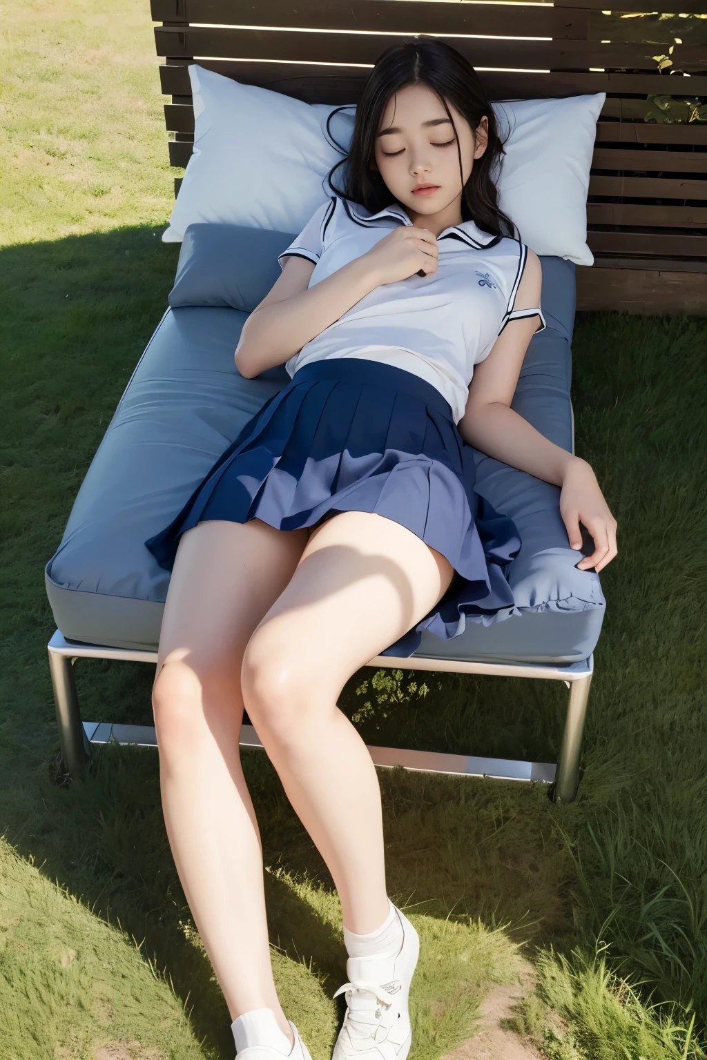 1 sleeping girl, (super beautiful), (beautiful face:1.2), wearing a pleated tennis skirt, no socks
This image showcases a peaceful slumber of an exceptionally beautiful girl. Her face, adorned with delicate features, is bathed in soft, gentle light, casting gentle shadows across her serene features. She wears a light, flowing pleated tennis skirt that gracefully covers her slender legs. The skirt is crisp and fresh, accentuating her femininity and innocence. Notably absent are socks, adding to the relaxed and natural feel of the scene. The overall effect is one of serene tranquility and effortless charm.