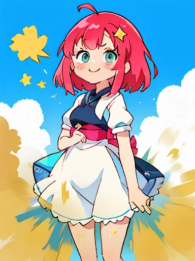 「Kyoto Animation」wind anime illustration、highest quality、(cute:1.1)、(cute:1.5)、(High resolution:1.2)、It's ridiculously ridiculous:1.3、Very fine illustrations、break、1 Beautiful Girl、solo、 (heterochromia、light blue eyes and light green eyes)、star eye silhouette、solo、standing position、Himeme、big breasts、Braid、Light pink hair、medium long hair、standing position、whole body、(Little:1.2)、women stink、fart、shyness、blush、Satisfied smile、Gas comes out of the butt、put pressure on your face、lots of gas、Feeling like diarrhea、Sweat、Active、My body trembles、Hip Attack、dynamism、