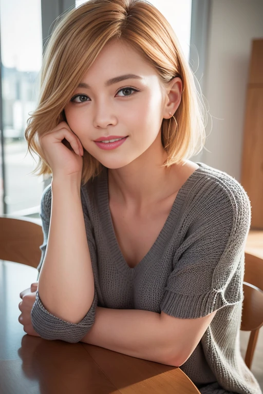 whole body, model pose, (realistic, photo-realistic:1.37),(8K, RAW photo, highest quality, masterpiece:1.2), cute, Super detailed,heart shaped eyes,Physically based rendering, ultra high resolution, Kodakvision Color, Shot with Aricum LT camera, Bokeh, sharp focus, ((Show your sides and fold your arms behind your head))
looking at the viewer,photorealistic,realistic, alone, photorealistic, highest quality,highly detailed face,highly detailed eyes and face, beautiful and detailed eyes, unforgettable smile,messy hair, floating hair, bright look., model pose, I'm drinking coffee, 8K, highest qualityの, B cup), (realistic, Photoreal:1.37), highest qualityの, beautiful young woman, pensive expression,、Charm、and an inviting look, Oversized knitwear, golden hair, short hair, Cafe, movie background