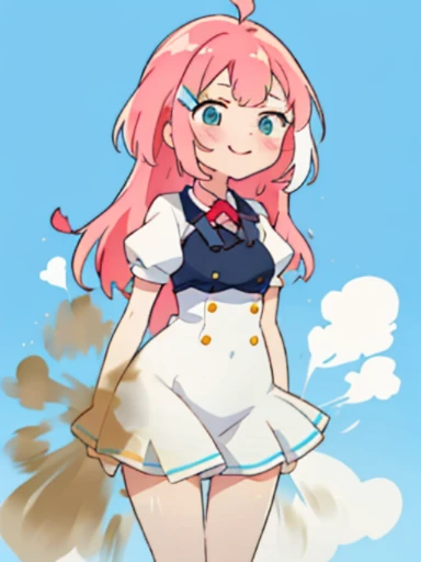 「Kyoto Animation」wind anime illustration、highest quality、（cute：1.1）、（cute：1.5）、（High resolution：1.2）、It&#39;s ridiculously ridiculous：1.3、Very fine illustrations、break、1 Beautiful Girl、solo、 (heterochromia、light blue eyes and light green eyes)、star eye silhouette、solo、standing position、Himeme、big breasts、Braid、Light pink hair、medium long hair、standing position、whole body、(Little:1.2)、women stink、fart、shyness、blush、Satisfied smile、Gas comes out of the butt、put pressure on your face、lots of gas、Feeling like diarrhea、Sweat、Active、My body trembles、Hip Attack、dynamism、