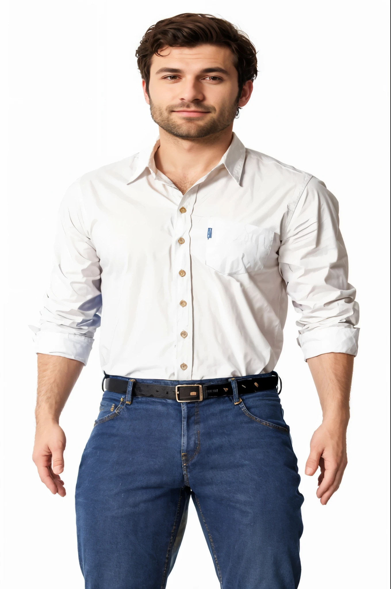 arafed man in a white camisa and jeans posing for a picture, wearing in camisa, wearing a light camisa, wearing a camisa, wearing white camisa, wearing a white camisa, camisa, roupas casuais modernas, button - up camisa, button up camisa, usando roupas casuais, wearing camisas, wearing a camisa and a jean, wearing a light blue camisa