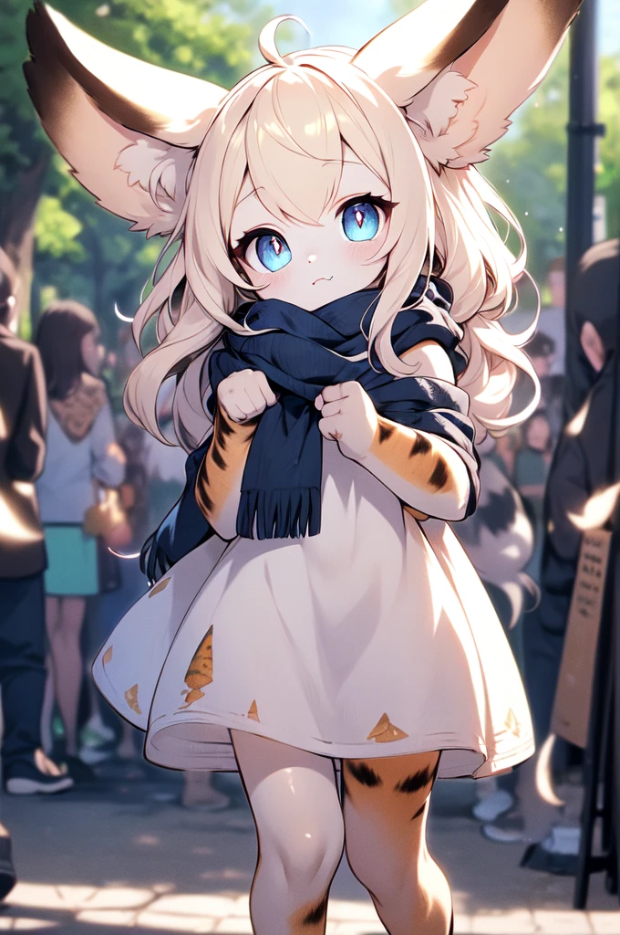 {best quality}, {{masterpiece}}, {highres}, {{depth of field}}, extremely detailed girl, solo, sharp focus,{{{character{{{1 girl}}}}}}, solo, light smile, closed mouth, beautiful detailed eyes, blue eyes, {{{{{looking at viewer}}}}},{{{{{sharp focus}}}}}, full body, normal angle, blonde hair:70, black streaks in hair, medium hair, pixie cut, {{{wind blowing}}}, hime cut, straight short bangs, {{beautiful detailed eyelashes}}, contracted pupils, slitted pupils, cat's eyes, fang, {{{hold legs up}}}, serval ears, serval tail, {{tribal clothing}}, {{wing scarf}}, outdoors, final fantasy xiv, {{{pov}}}
