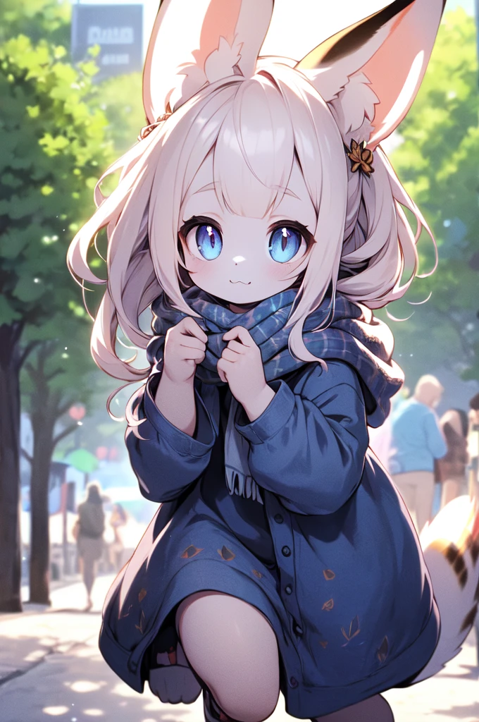 {best quality}, {{masterpiece}}, {highres}, {{depth of field}}, extremely detailed girl, solo, sharp focus,{{{character{{{1 girl}}}}}}, solo, light smile, closed mouth, beautiful detailed eyes, blue eyes, {{{{{looking at viewer}}}}},{{{{{sharp focus}}}}}, full body, normal angle, blonde hair:70, black streaks in hair, medium hair, pixie cut, {{{wind blowing}}}, hime cut, straight short bangs, {{beautiful detailed eyelashes}}, contracted pupils, slitted pupils, cat's eyes, fang, {{{hold legs up}}}, serval ears, serval tail, {{tribal clothing}}, {{wing scarf}}, outdoors, final fantasy xiv, {{{pov}}}