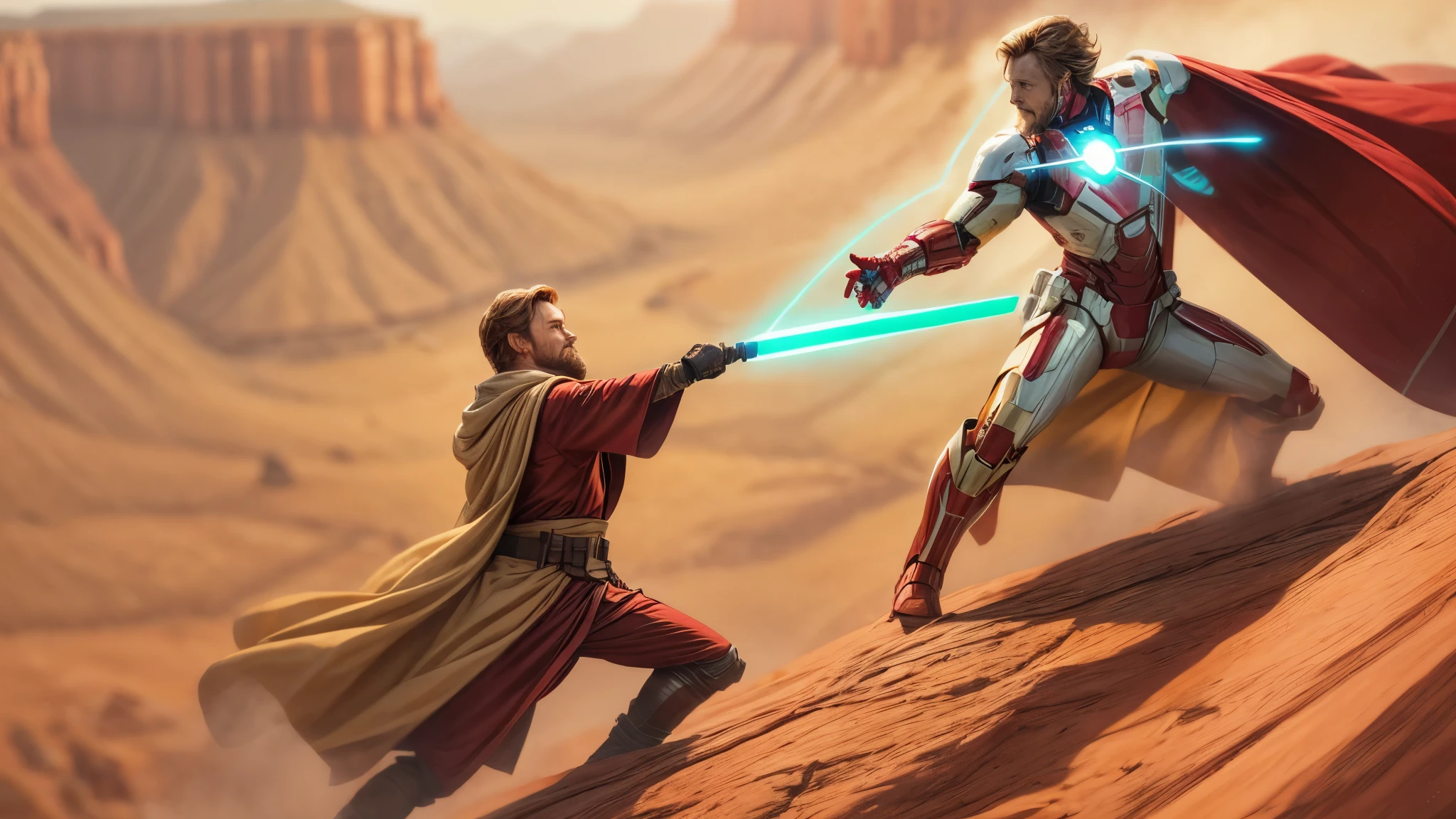 Obi-Wan Kenobi FIGHTING Iron Man on Grand Canyon