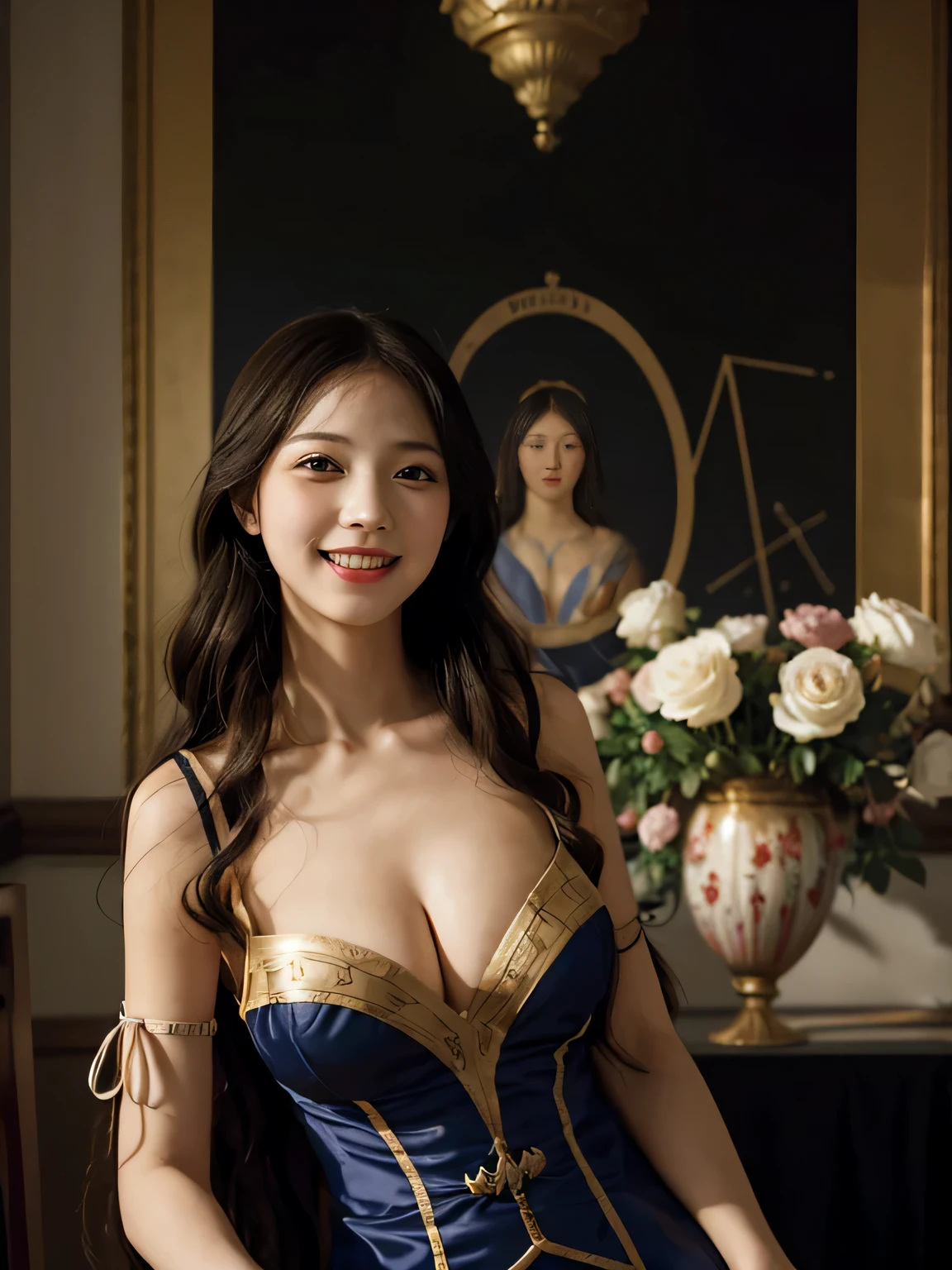 Geometry,astronault,quantum mechanics,Math,Astronomical machinery,astronault.Roses in a vase.fruits,Colossal tits,A smile.Ancient Greek costumes,Paintings by Sandro Botticelli。Costume with stretched shoulders,huge smile,Chiaroscuro of Caravaggio,Cute smile, Expression of ecstasy,A sexy