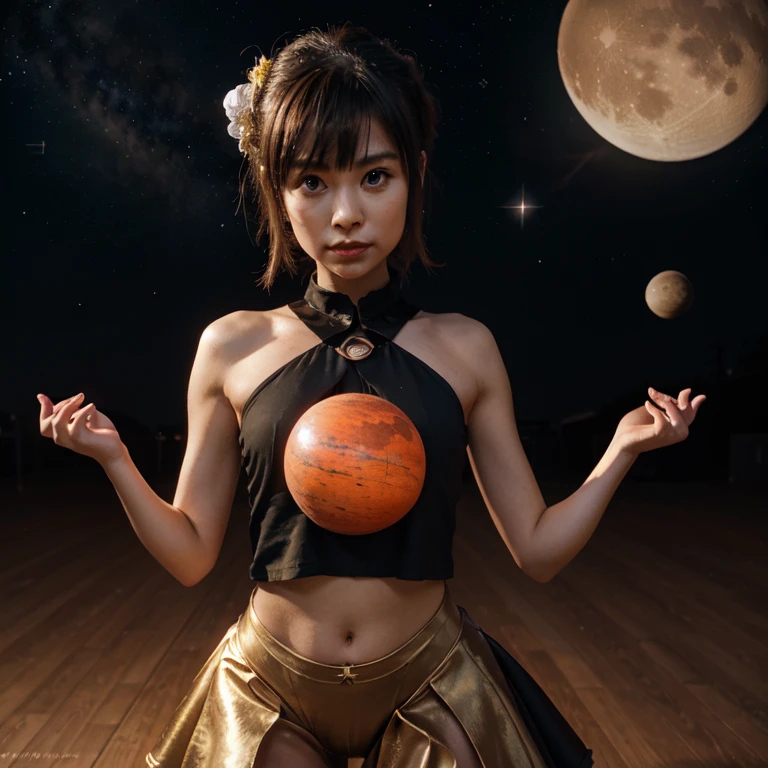 Anthropomorphic alien moon dancer 💃🫂 planets stars --chaos 10 --ar 16:9 --style raw --stylize 200 --v 6