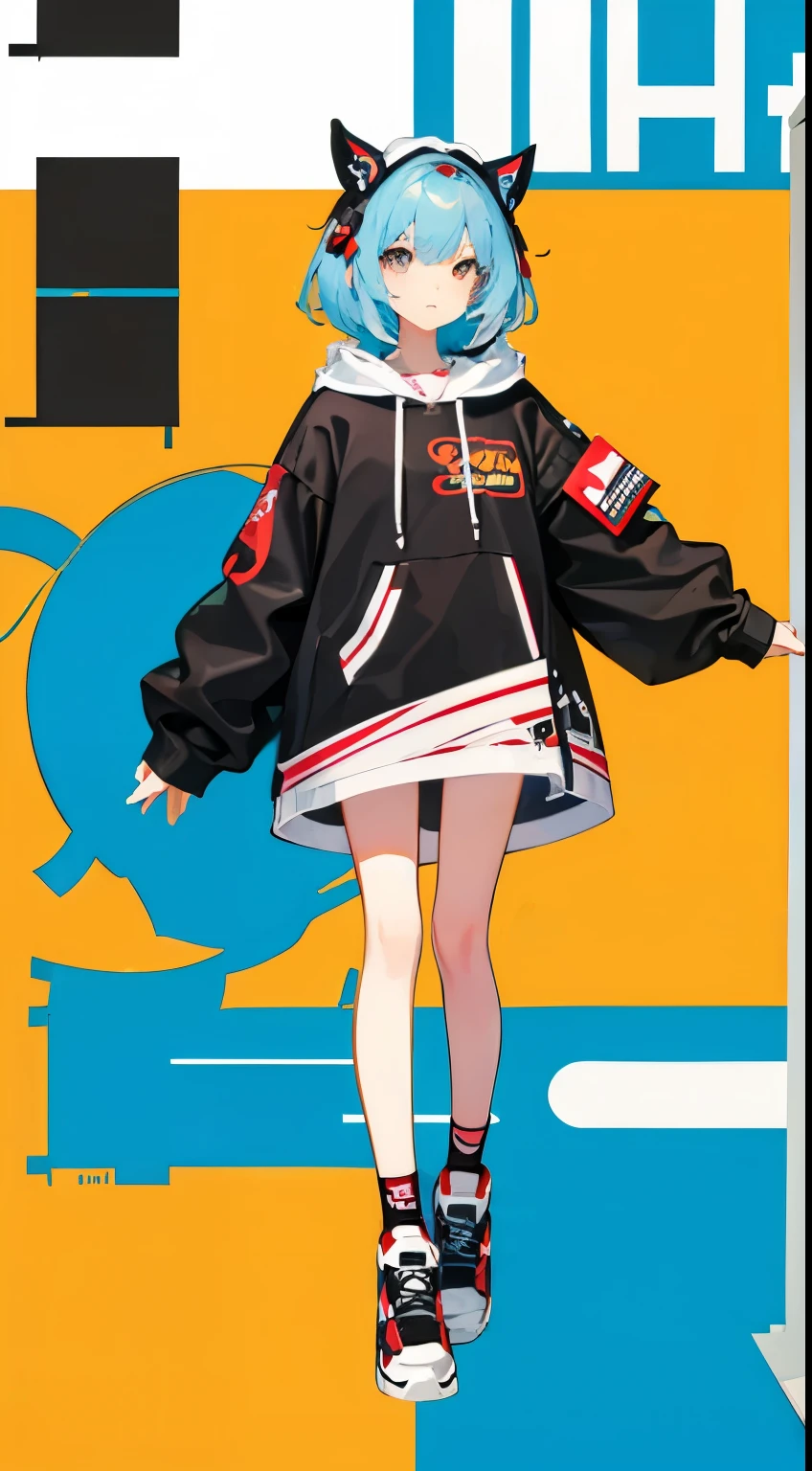 animation 《chibi girl》,pastel colors, vector style, Y2K hoodie