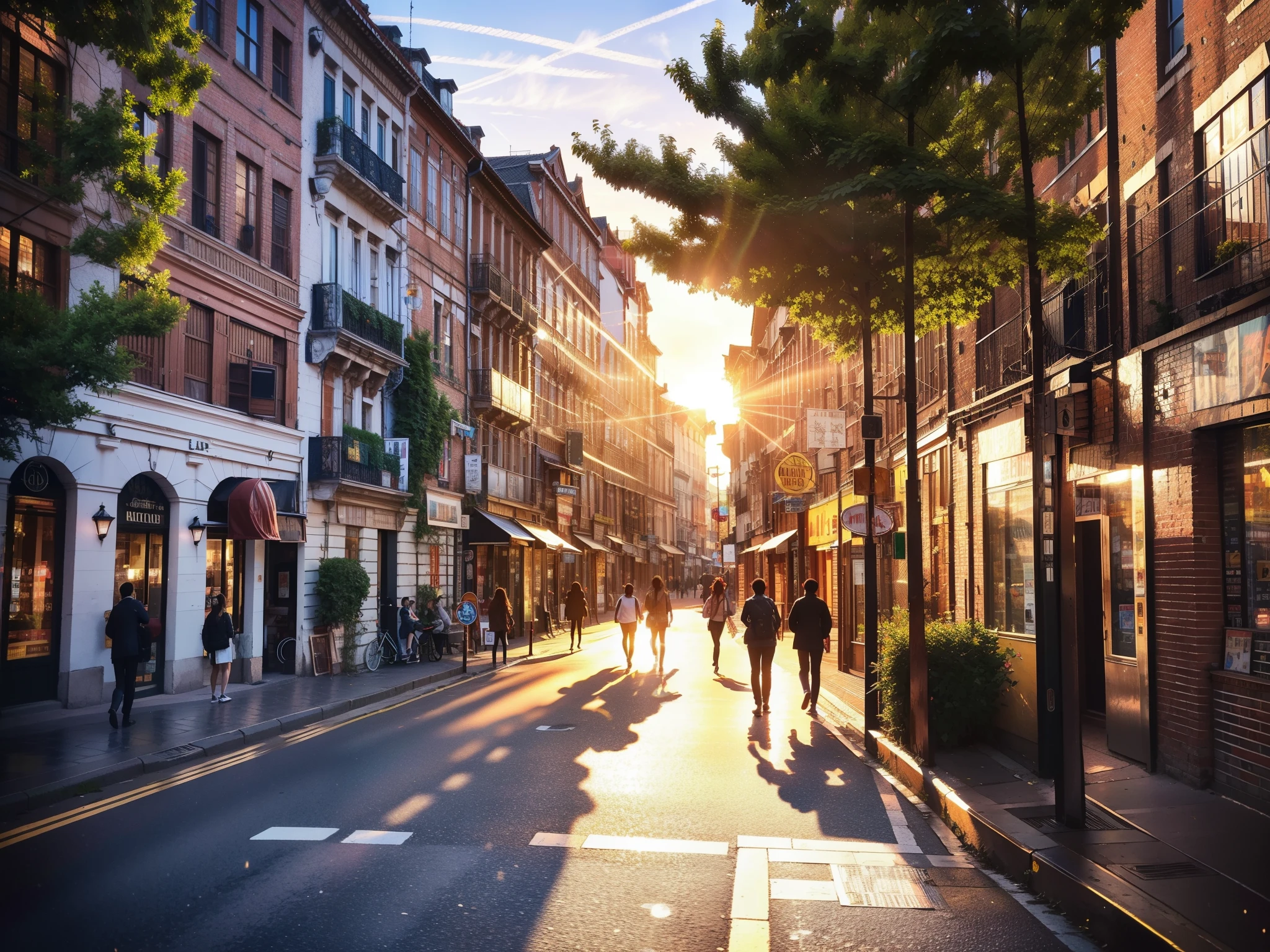 (8K, Best Quality, Masterpiece: 1.2), (Realistic illustration: 1.37), Super Detailed,(top-quality), (ultra-detailliert),High Resolution, BREAK A 1920s decopunk city at sunrise, with art deco buildings bathed in the golden light. Elegant, vintage cars cruise along the boulevards as the city awakens to a day of jazz and glamour ,(vintage cars:1.5)