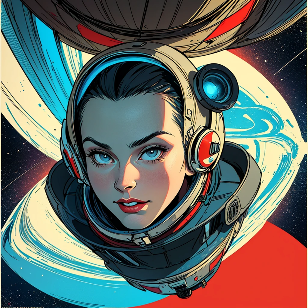 32k,highest quality,Perfect One Woman,60's,70's,80's,old movie posters,universe,retro,vintage,bauhaus,abstract,Space Thriller Movie Poster,Futuristic,shape,OK,propaganda,war,
