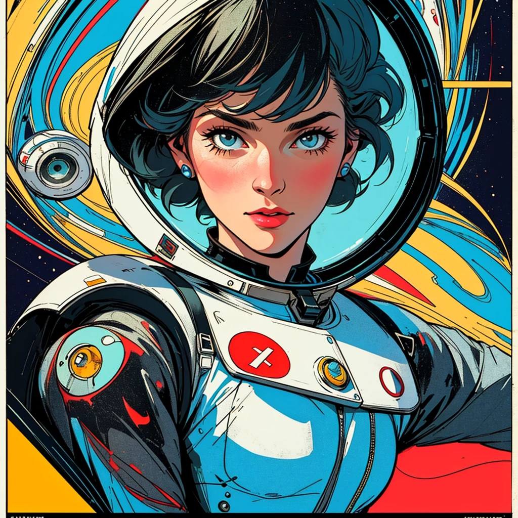 32k,highest quality,Perfect One Woman,60's,70's,80's,old movie posters,universe,retro,vintage,bauhaus,abstract,Space Thriller Movie Poster,Futuristic,shape,OK,propaganda,war,