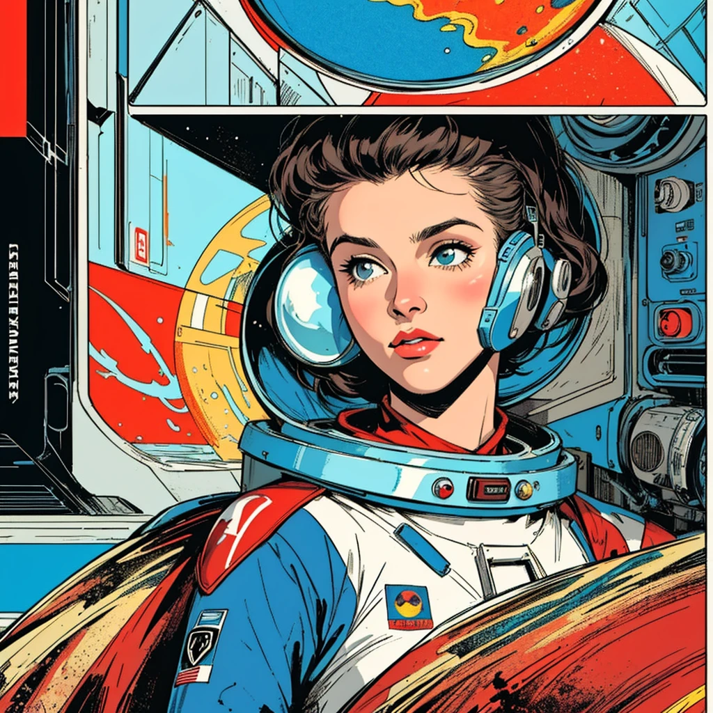 32k,highest quality,Perfect One Woman,60's,70's,80's,old movie posters,universe,retro,vintage,bauhaus,abstract,Space Thriller Movie Poster,Futuristic,shape,OK,propaganda,war,