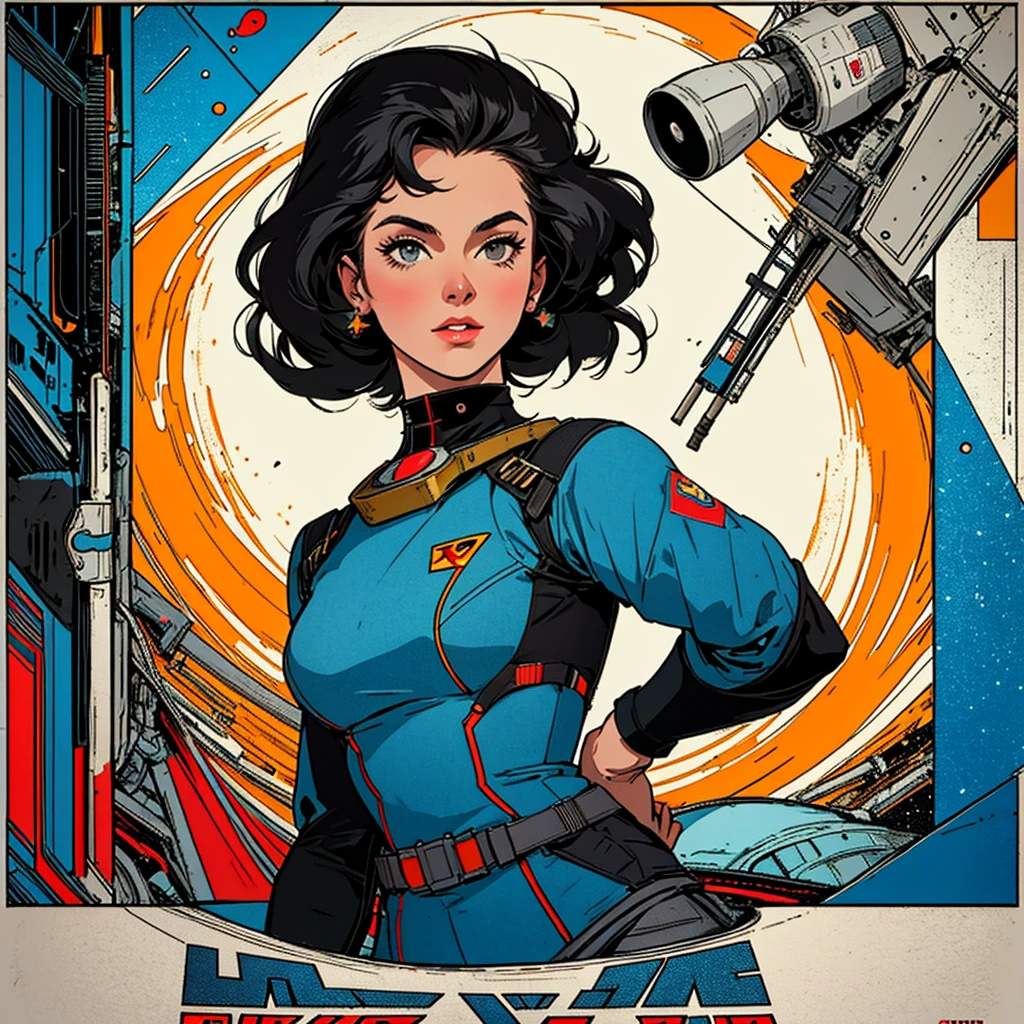 32k,highest quality,Perfect One Woman,60's,70's,80's,old movie posters,universe,retro,vintage,bauhaus,abstract,Space Thriller Movie Poster,Futuristic,shape,OK,propaganda,war,