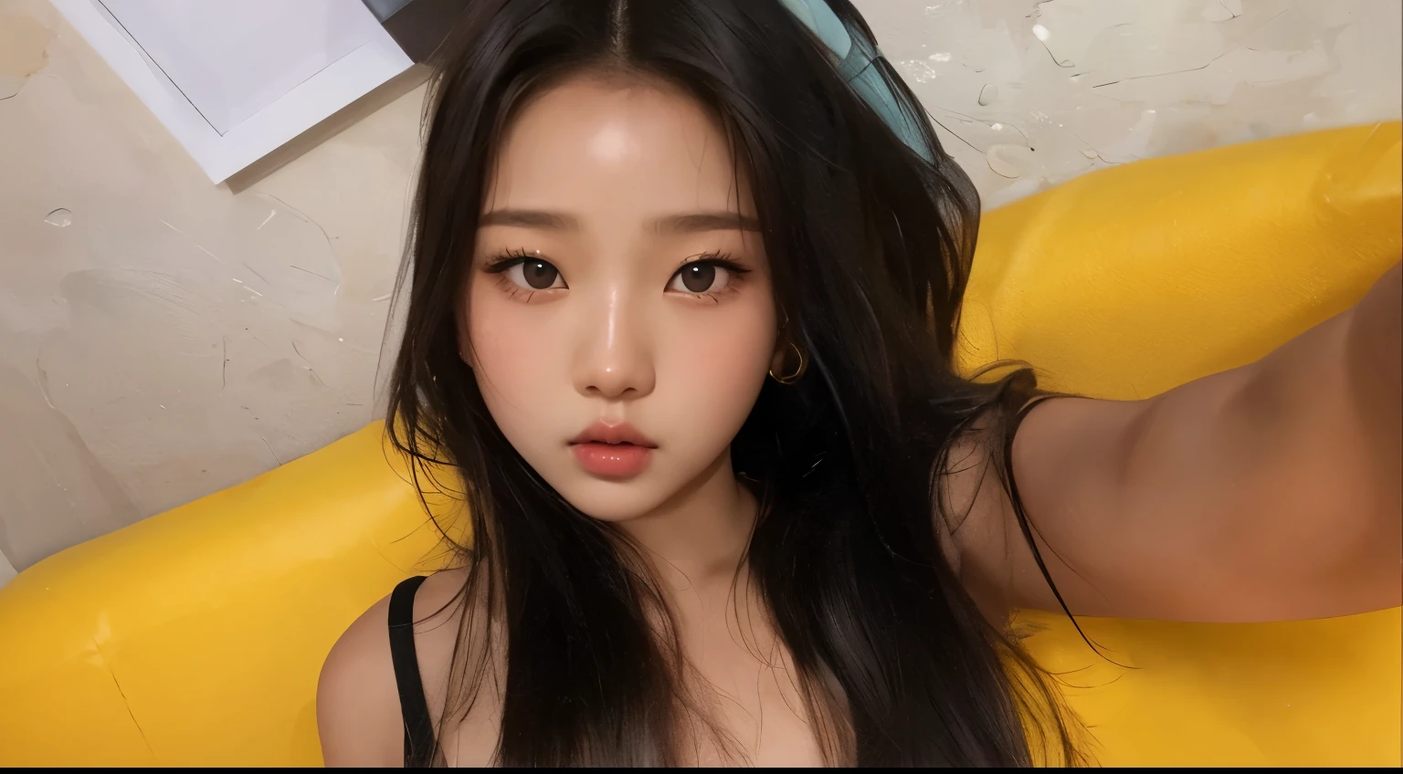 Wonyoung from IVE face, foto realista, ultra HD, 8k, big juicy lips