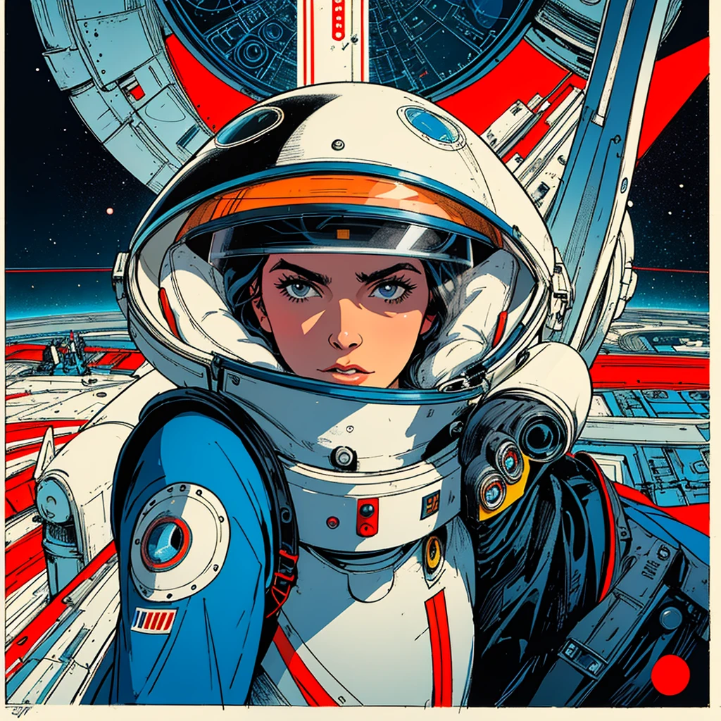 32k,highest quality,Perfect One Woman,60's,70's,80's,old movie posters,universe,retro,vintage,bauhaus,abstract,Space Thriller Movie Poster,Futuristic,shape,OK,propaganda,war,