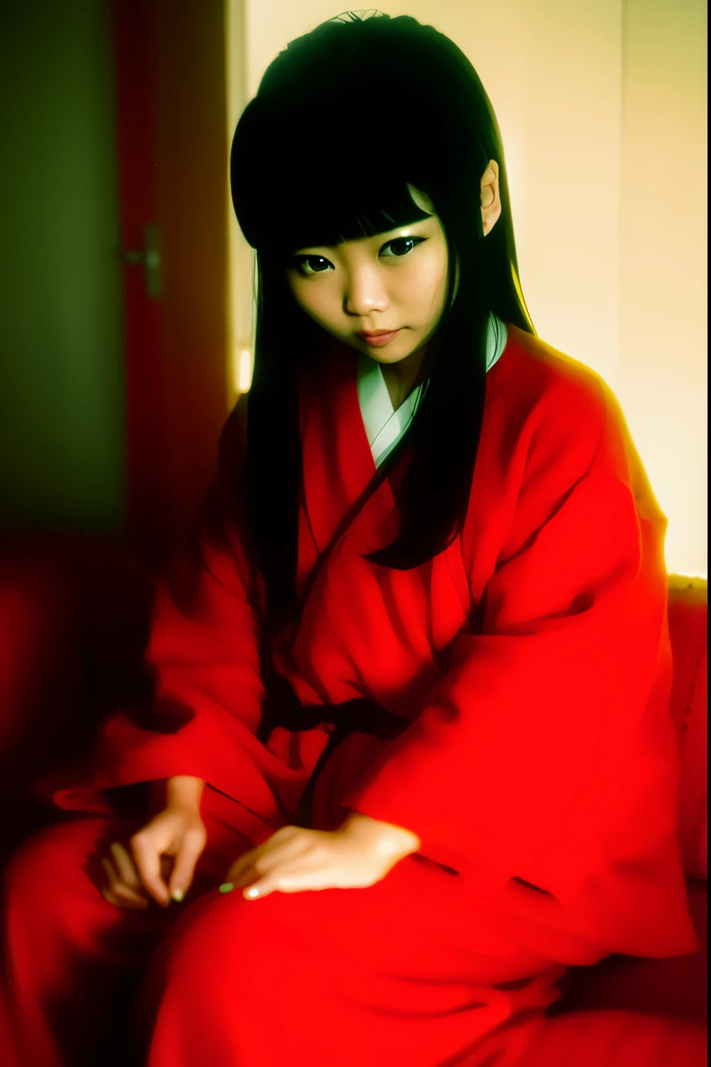 Araffe Asian woman dressed in red sitting on a red sofa, beautiful young mujer coreana, gorgeous young mujer coreana, beautiful south mujer coreana, joven y adorable rostro coreano, muchacha coreana, con labios muy finos, rasgos de la cara coreana, maquillaje popular de corea del sur, mujer coreana, Young cute pale asian face, maquillaje coreano popular, heonhwa choe, labios claros y de alta calidad