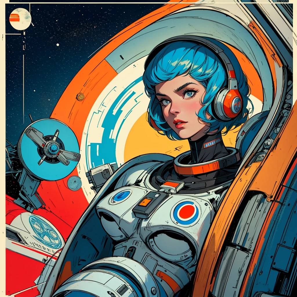 32k,highest quality,Perfect One Woman,60's,70's,80's,old movie posters,universe,retro,vintage,bauhaus,abstract,Space Thriller Movie Poster,Futuristic,shape,OK,propaganda,war,