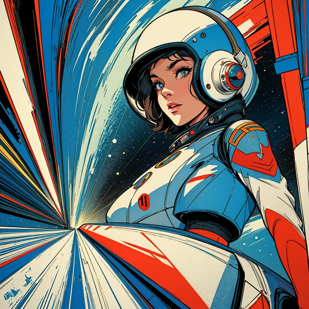 32k,highest quality,Perfect One Woman,60's,70's,80's,old movie posters,universe,retro,vintage,bauhaus,abstract,Space Thriller Movie Poster,Futuristic,shape,OK,propaganda,war,