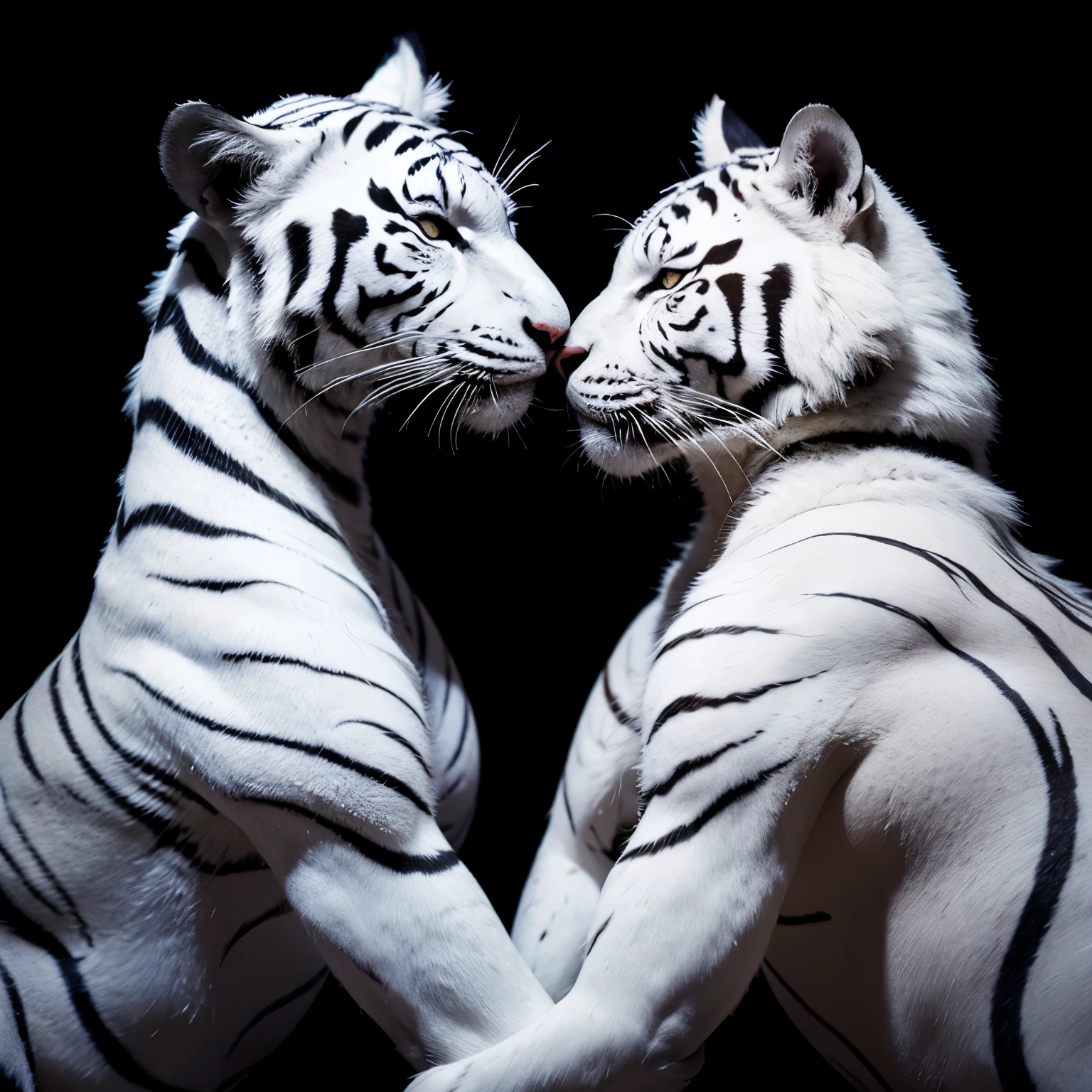 White tiger and dragon look at each other