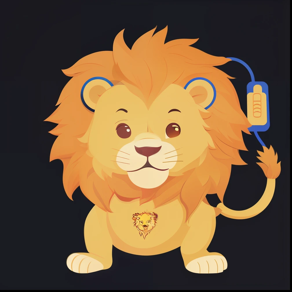 With headphones和麦克风的卡通狮子, cute lion, mascot illustration, trending on dribbble.com mascot, 2D full body lion, With headphones, lion icon, robot lion, avatar for website, dancing figures, telegraph stickers design, With a lion's mane, Dancing with a smile, full body mascot, a cartoon illustration, lion aslan