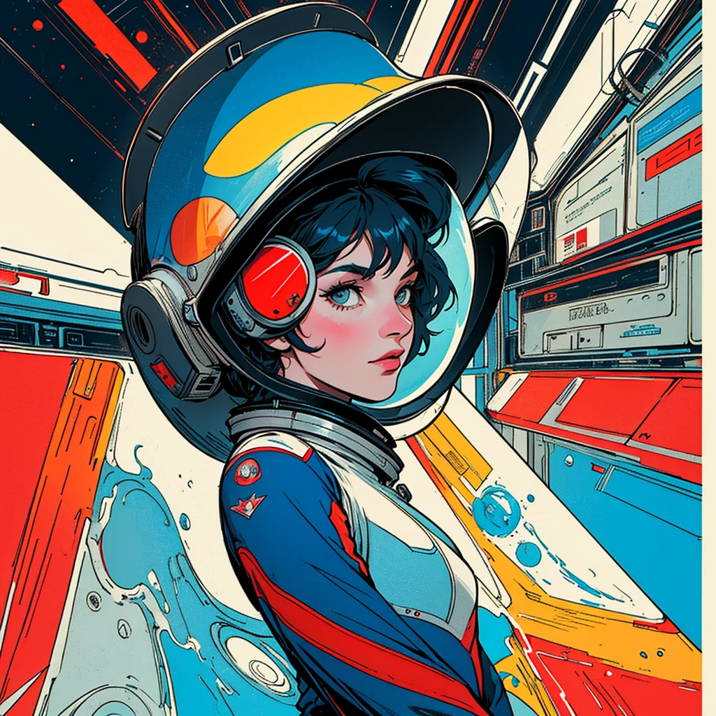 32k,highest quality,Perfect One Woman,60's,70's,80&#39;s,old movie posters,universe,retro,vintage,bauhaus,abstract,Space Thriller Movie Poster,Futuristic,shape,OK,propaganda,war,