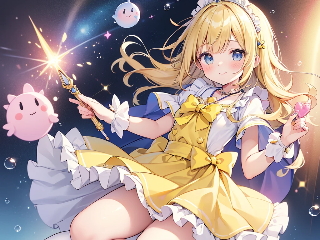 photo realistic, (masterpiece,best quality:1.4),(8k,raw photo,photo realistic:1.2),Not Safe for Work, detailed skin,detailed face,1girl,princess,Alice in Wonderland,cute face, super resolution,retro realistic details Illustration,,{{{elaborate,intricately,fantastic,delicately,tremendous,meticulous,minute,incredibly,obsessed,artisan's,subtle,virtuoso,skillful,vibrant, vivid, complex}}}, clearly focus edge, fresh natural gradation, best quality, amazing quality, very aesthetic, absurdres, pubisure, ((yellow, checkered, frilled, yellow layered, yellow mini skirt, overskirt)), ((White ruffle apron)), ((shiny wavy hair)), diadems, ankle boots, up-skirt, doress, (((jumping))), feet up, (yellow frilled shirt), yellow gothic dresses, shairband, shortsleeves, the bow hair, happy, ;p, medium bob, (blonde hair), ((wavy hair)), shimmering eyes, Blue eyes, ((yellow shairband)), (((Pink frilled Panties))), (((skirt-lift))), a smile, red blush, yellow Doress, Alice (Alice in Wonderland), (((cape))), White frilled legwear, ((yellow the Bow)), Puffy Sleeves, Bangss, shortsleeves, ((yellow bow ribbon)), long hair, (White frilled apron), (((tiara))), (((Holding a cute magic wand))). White frilled legwear, frilld, yellow gothic dresses,: q, ((Heart necklace)), ((ring)), masterpiece, top-quality, not safe for work, , child, 14 yo, braided bangs, arm garter, baby face ,twinkle in the eye, flat chest, yumekawa,yumekawaii,pastel color,(wonderland:1.3),imagination, ((soap bubbles)), heart background, (water-color), ((Multicolored lights)), (Design sheet:1.3), (multi-angle and detailed view:1.3),
