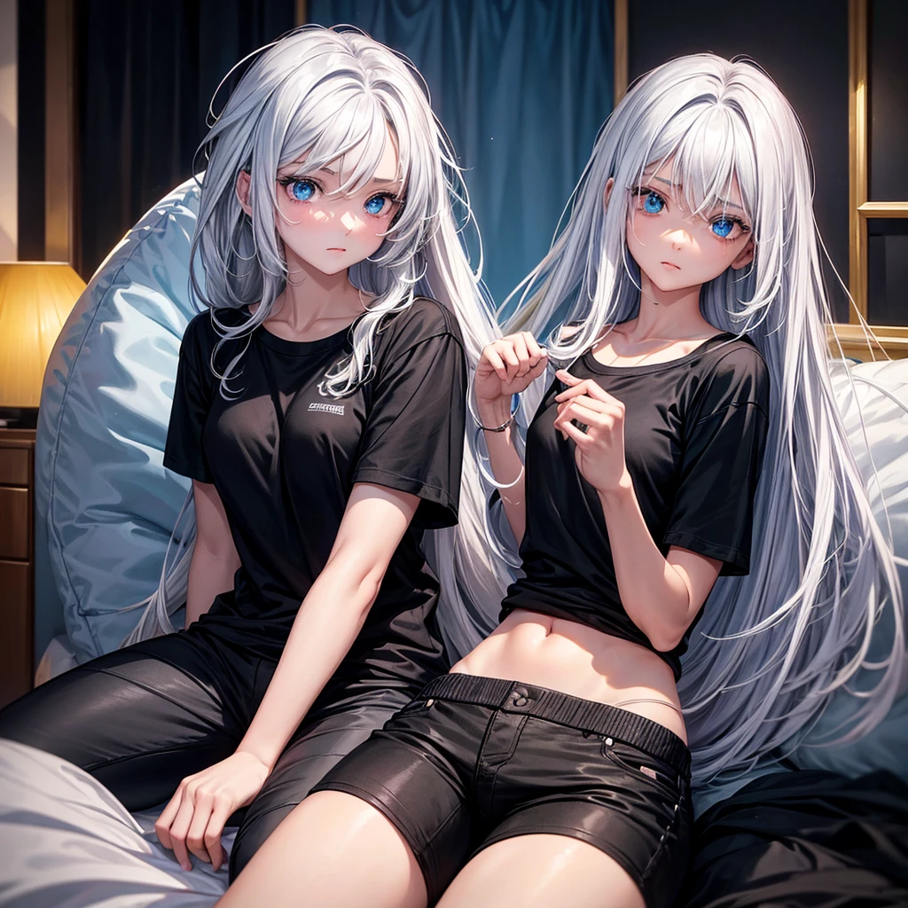 (2 girls:1.9), (2 girls hugging and hold hands:1.5),(Huddle together:1.5), (Lying on a luxury bed:1.5), (Swimsuit:1.5)、(Butt:1.5), (crying:1.5),(masterpiece, Highest quality:1.2), (cowboy shot:1.3), (Highest quality: 1.5), ((Intensive、Close Contact:1.5)), (masterpiece: 1.5), (2.5D)、8k, Official Art, RAW Photos, (((Skin glowing with oil:1.3)))、(A lot of milk all over my body:1.5)、 (best quality:1.2), (arms up, open legs:1.3), ((Sad:1.3))、(Beautiful night view, Huge windows, Luxury bed:1.3)、Soft Light, Beautiful and slim,Lift your hips high, Elegant and sexy, ((((Wet)))),