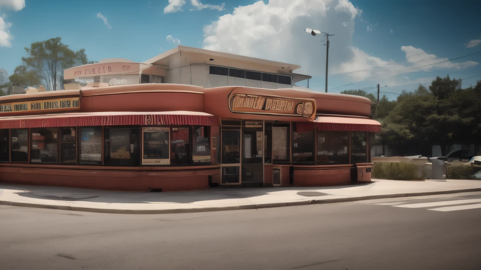 hyper ultra realistic photographs full body of A vintage diner, its interior frozen in a 1950s time warp. Checkerboard floors, chrome stools, and neon signs blend into a hazy dreamscape, evoking a nostalgic sense of simpler times.
. ratio 16:9, 4k, 8k resolution, High quality photo, high detailed, imagesharp focus, Cinematic lighting,hyperdetailed & Unreal engine, detail, realism, photography,cinematography, camera NIKON, lens NIKKOR flagship, masterpiece. hyper-maximalism, ultradetailed photorealistic, light skin imperfections, final render, vray