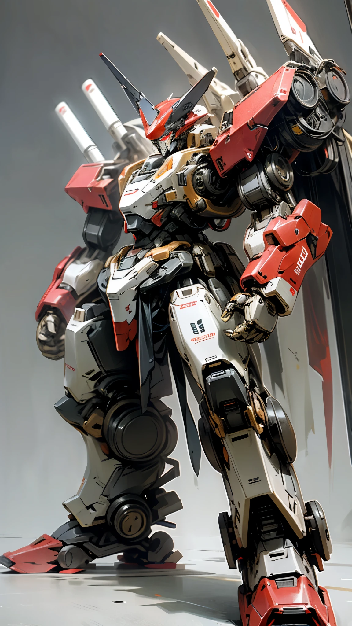 mecha robot standing tall, front view, 5 different robot in one picture