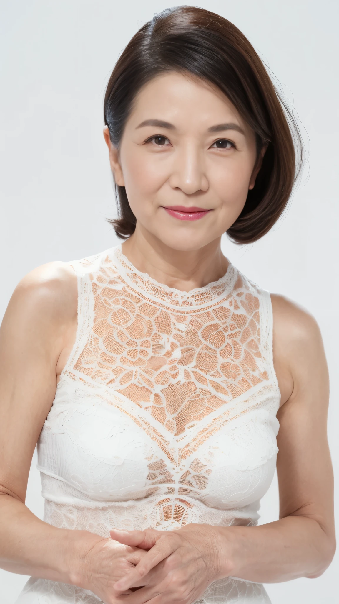 (((masterpiece))), 8k, clear image, (((alone))), Elderly, pure white background, gravure, facing the front, ((Center your face on the screen)), please wear a bra, describe the lips correctly,red lips, flashy makeup, close up of face, Masseter muscle part, highest quality, super detailed, realistic, super detailed細なスキン, perfect anatomy, (1 Japanese mature woman), (positive), 95 years old, extremely big, elderly fashion model, Glamour, Sexy, pure white skin, looking at the viewer,