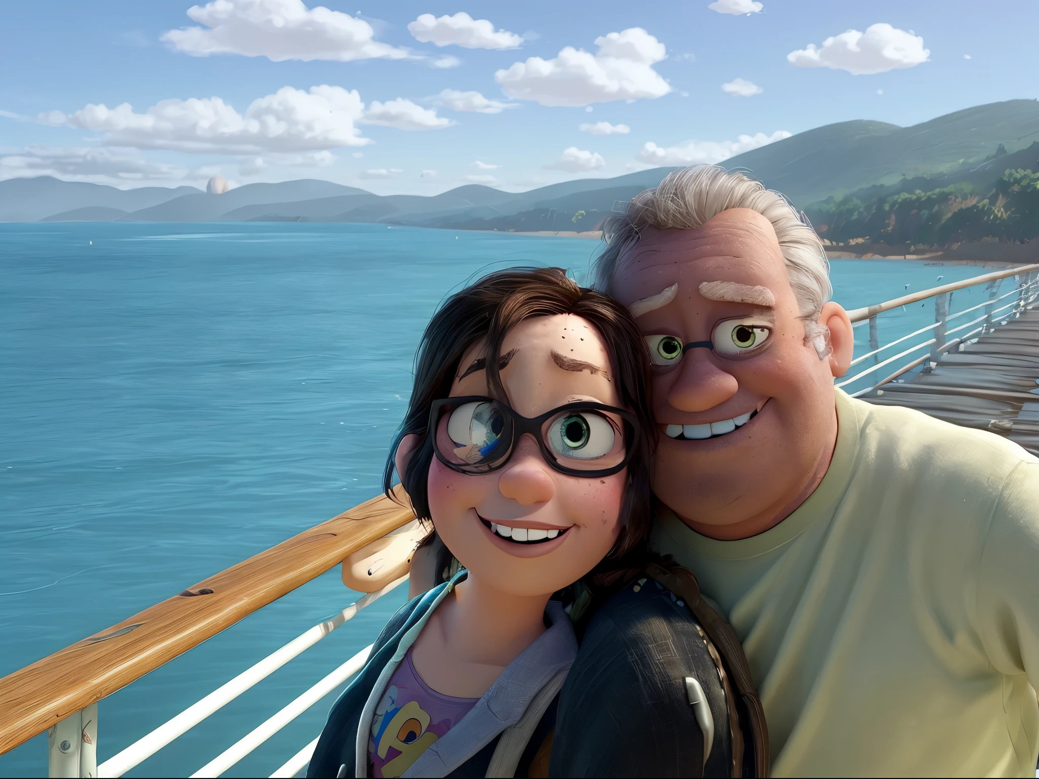 a couple pixar style