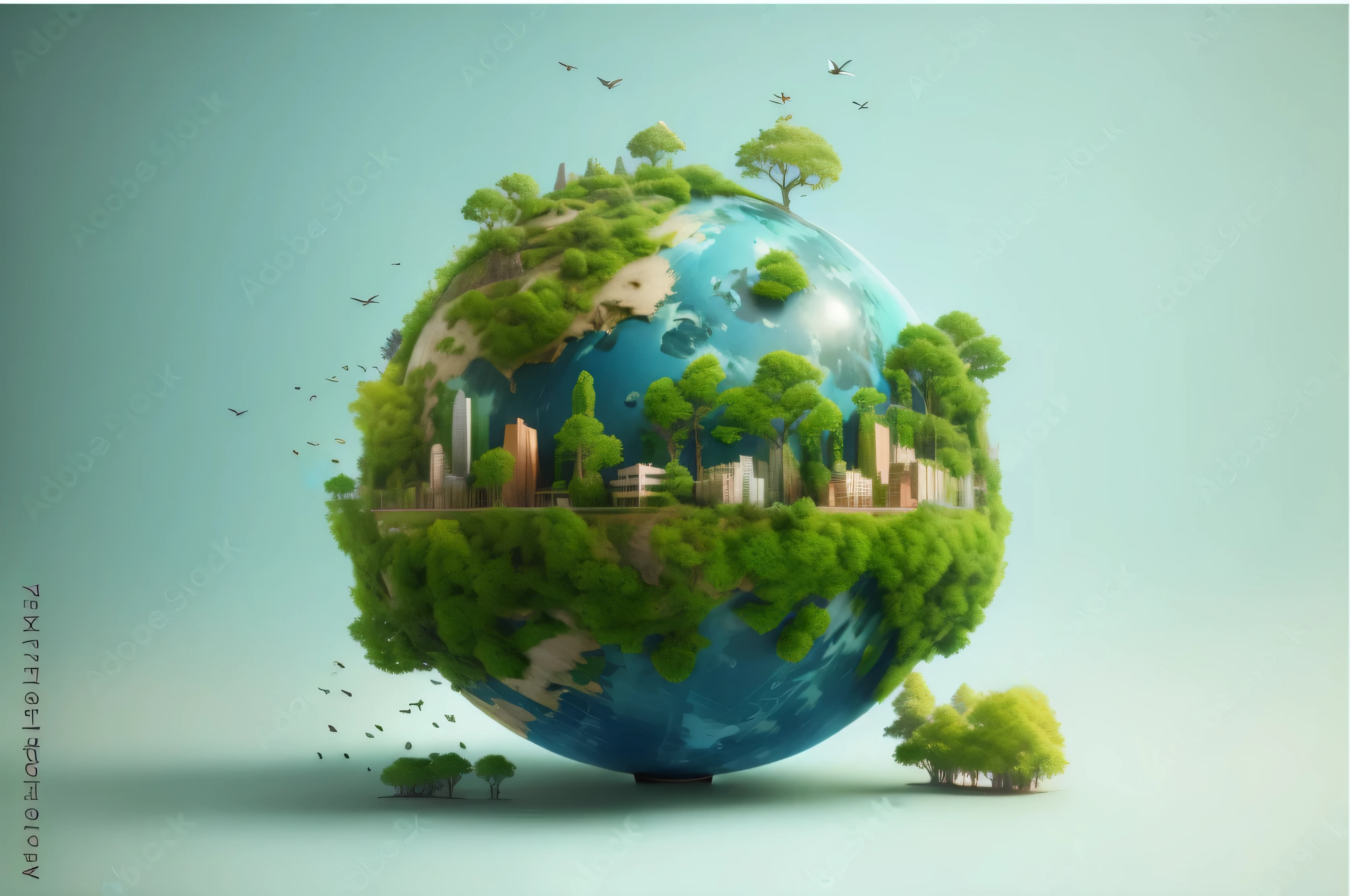 arafed image of a globe with a city and trees on it, green world, our planet, enviromental portrait, environmental artwork, 3d landscape, 3 d landscape, miniature world, 3 d illustration, 3 d render beeple, 3d illustration, planet overgrown, 3d render digital art, environmental concept art, planet landscape, environmental key art