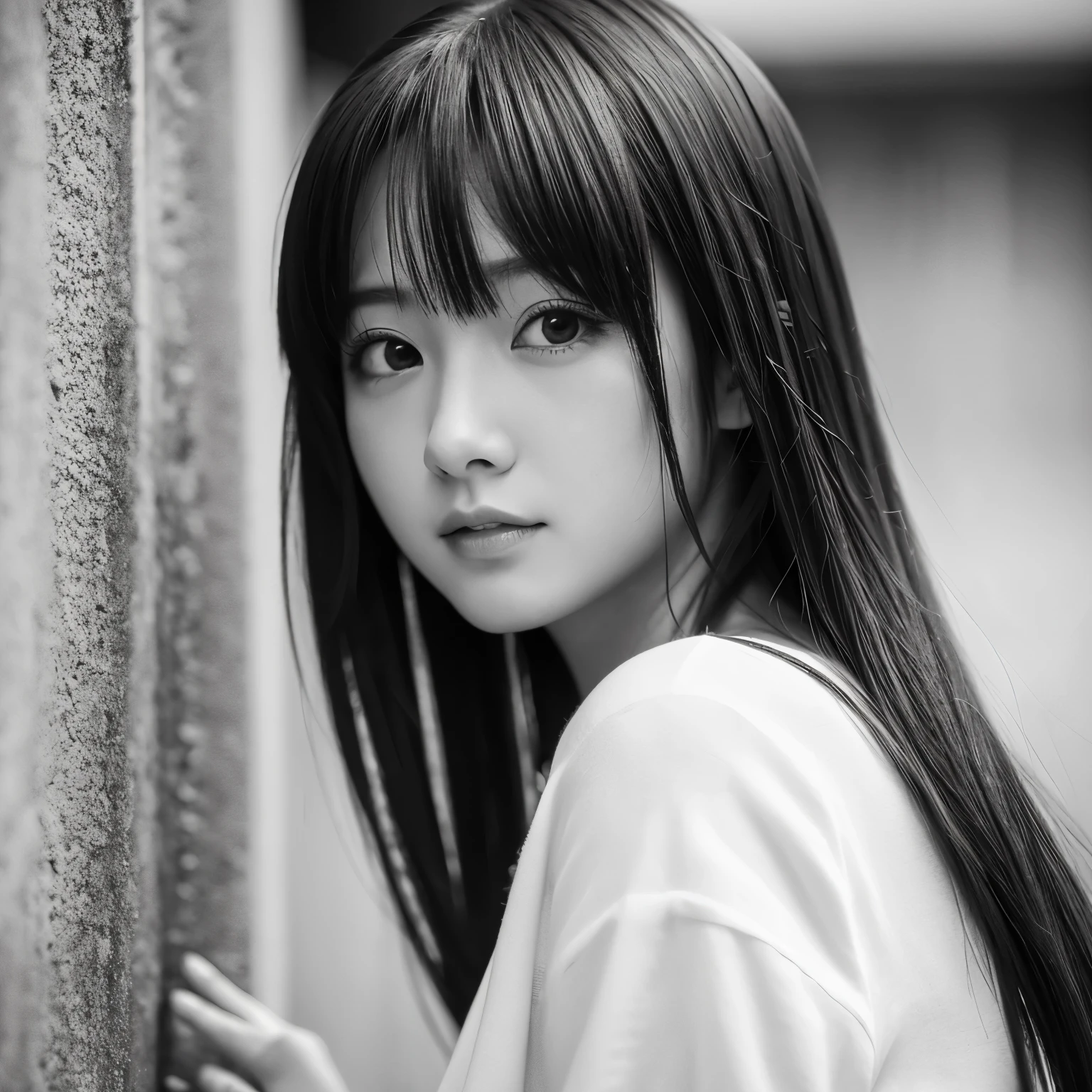 anime monochrome beautiful girl ennui