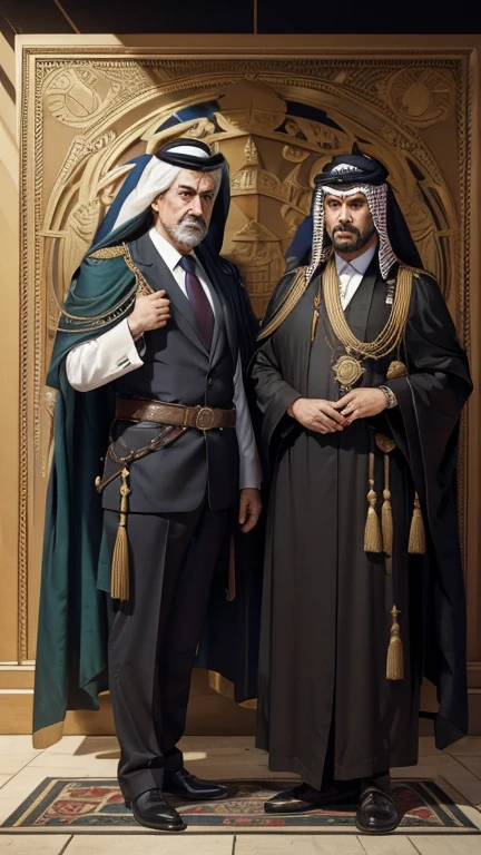 (masterpiece, political illustration, best quality:1.3), nuanced portrayal of international alliances, (western support:1.2), symbolic figures representing Western nations, flags waving in solidarity, geopolitical chessboard, (Middle Eastern backing:1.1), Arabic symbols, leaders standing united, intricate details of diplomatic dynamics, shifting alliances over time, subtle visual cues of support, evolving expressions of power, diverse landscapes, high-resolution rendering, geopolitical intricacies depicted, detailed facial expressions, immersive storytelling through political symbolism.