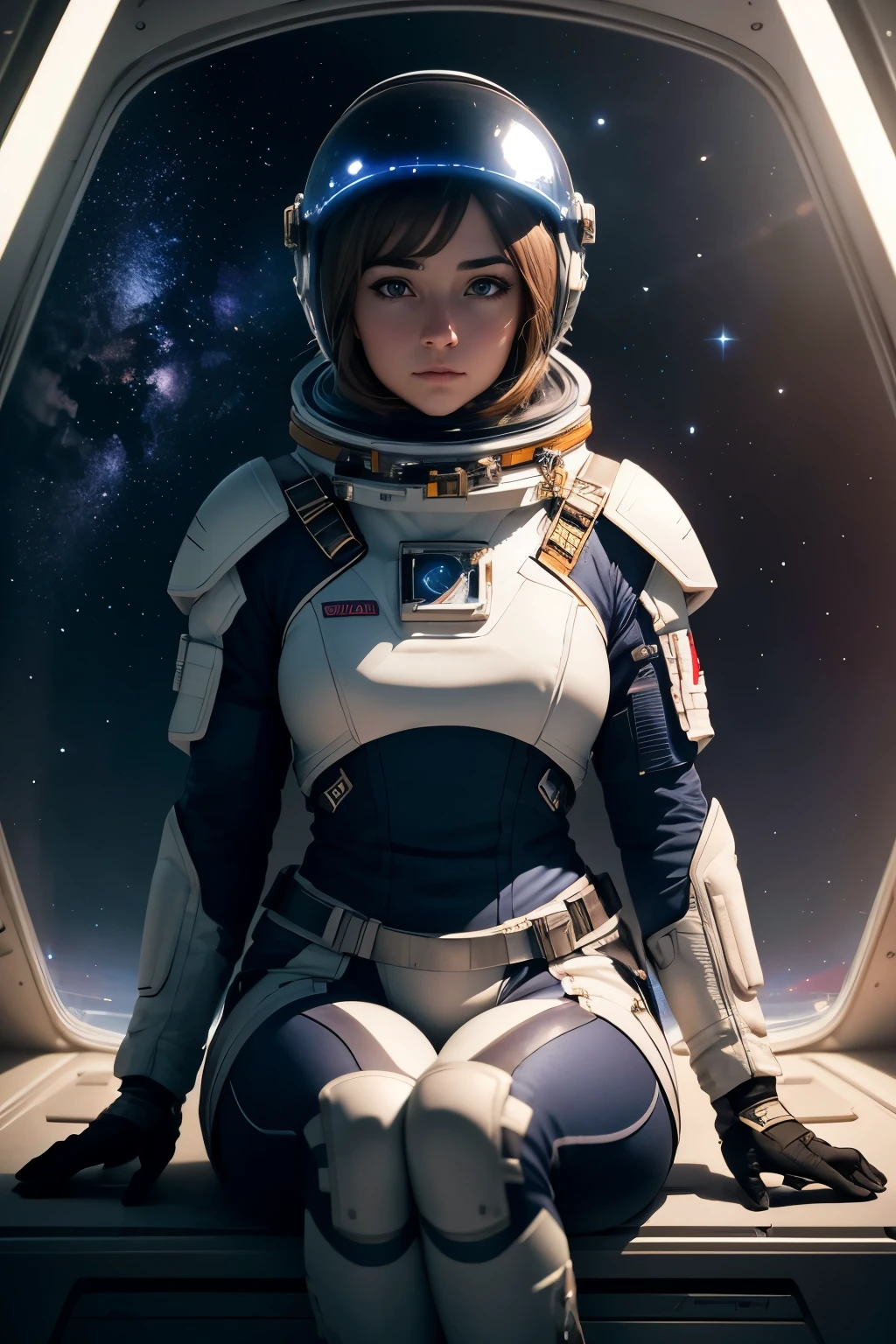 1 Girl,Lonely,living room,original,(integral:1.4) ,I can see your face through your helmet ,Green Eyes,White tights,Orange heavy armor,Cowboy Shooting,(On the space station:1.4 ) ,sf,Super detailed,Clear focus,beautiful,(Highest quality), (Beautiful Blue Eyes :1.4) 
